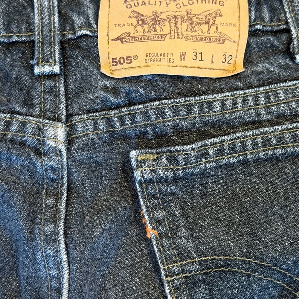 Vintage Levi's 505 Orange Tab Jeans Faded Mens 31x32 Black Denim USA Grunge 90s - Picture 5 of 7